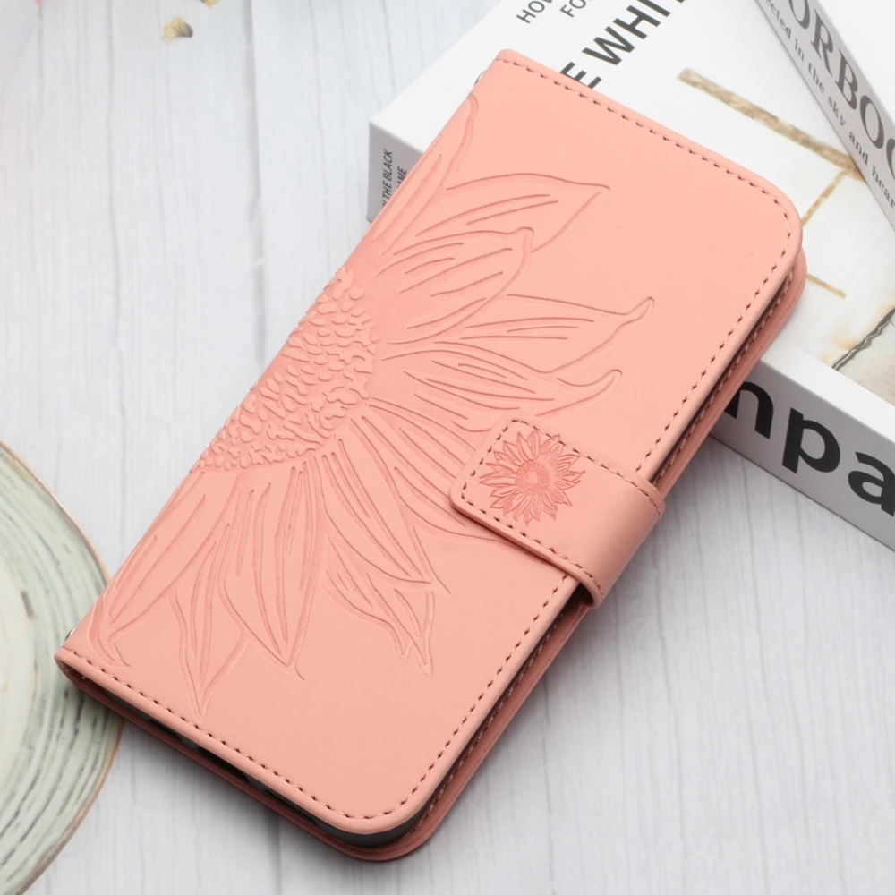 3D Sunflower Flip Leather Wallet Phone Case