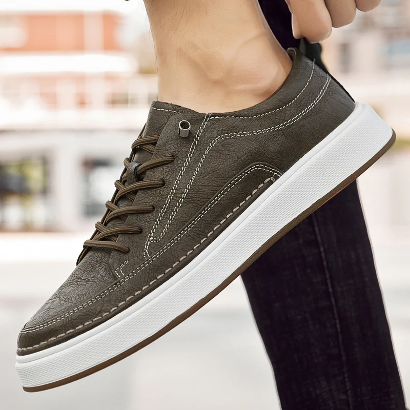 2024 Fashion Brand Men's Genuine Leather Casual Shoes Thick Sole Oxford Fashion Versatile Sports High Quality Work Shoes 4