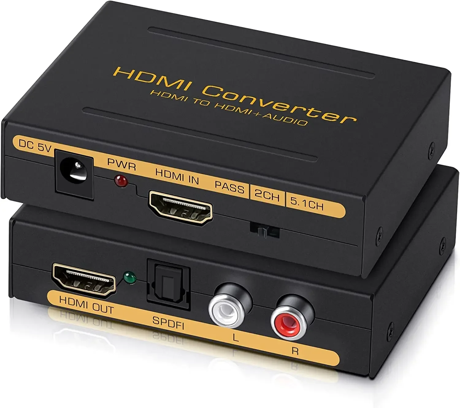 Convertidor Extractor de Audio Compatible con HDMI HD + Audio (SPDIF + RCA L/R estéreo) para Fire Stick Xbox PS5 compatible con 3D HDCP2.2 18Gpbs
