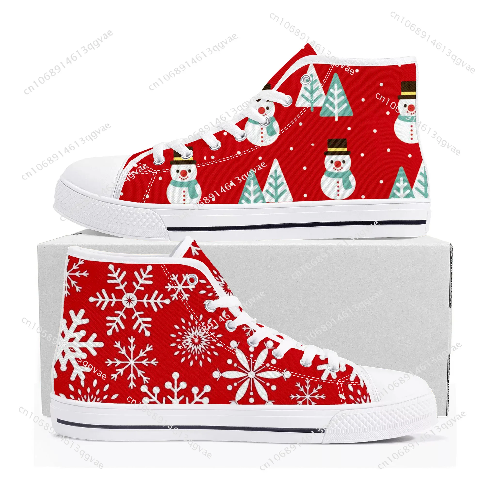 New Christmas High Top High Quality Sneakers Mens Womens Teenager Canvas Sneaker Casual Couple Shoes Custom Made Shoe White