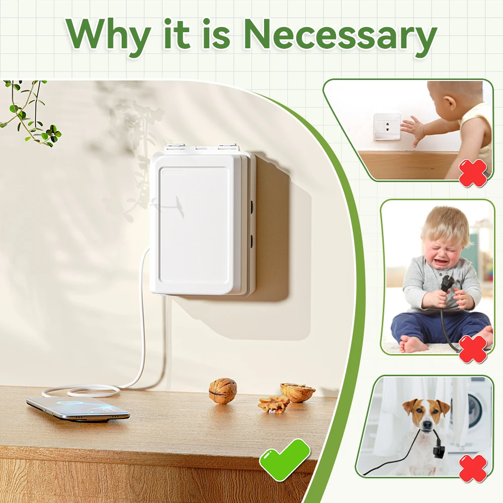 Baby Proof Electrical Outlet Box Electrical Outlet Cover Baby Proof Box Plug Cover 1Pcs for Safety