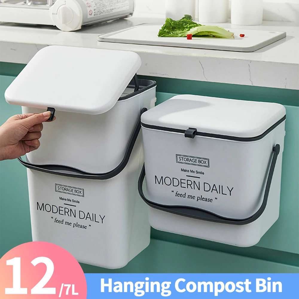Secchio per Compost in Acciaio Inox da Cucina Contenitore per Rifiuti