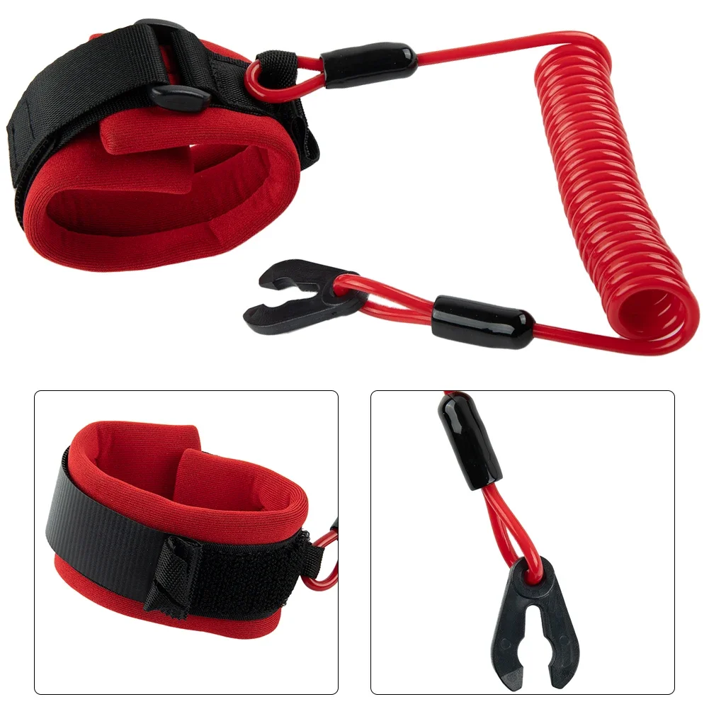 1pc Floating Wrist Lanyard For Kawasaki Jet Ski Durable PU Cord With Aluminum Alloy Buckle motorboat engine stop lanyard