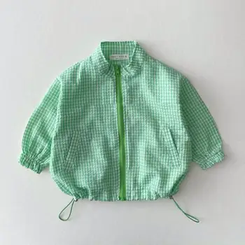 캔디 컬러 자외선 차단 자켓 남아용 여아용, 여름 얇은 어린이 코트, 느슨한 0-5 세, 지퍼, 2023