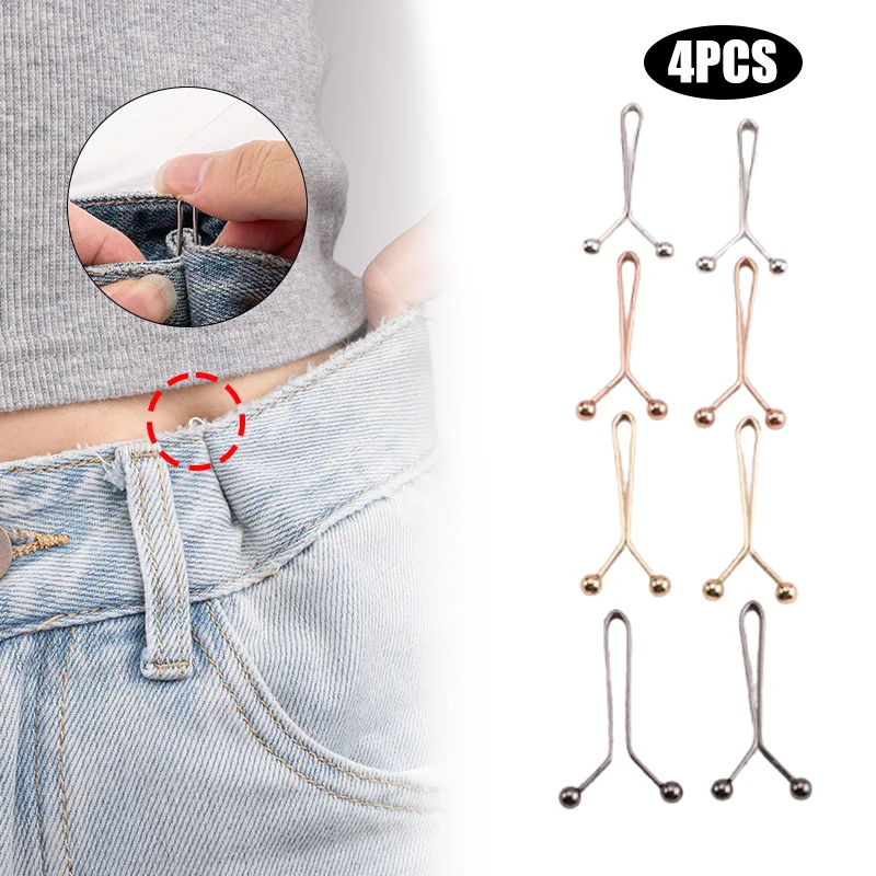 4Pcs Adjustable Sleeve Clip For Pants Waist Tightening Sleeve Reduction Clip Jeans Skirts Detachable Buckle Accessories