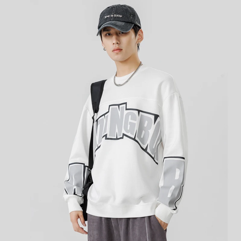 

Men's Round-neck Non-ironing Anti-bacterial Hoodie Spring and Autumn Fashion Brand Casual Loose Long-sleeved T-shirt Base Shirt