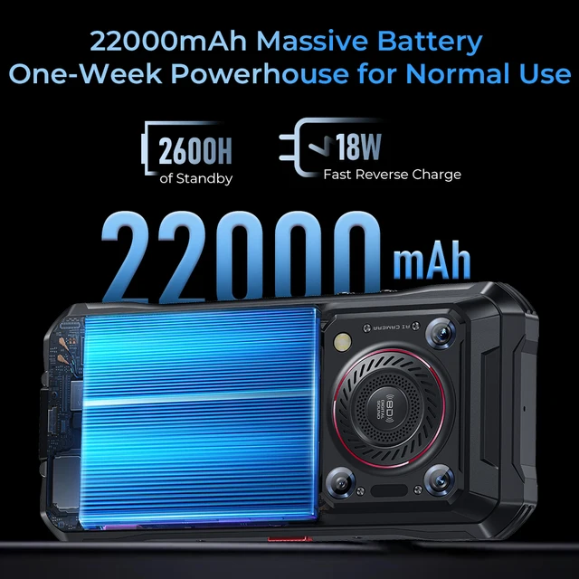 Oukitel WP33 Pro 5G Smartphone robuste 22000mAh 6.6 "FHD + téléphone portable 24GB 256GB téléphone portable 64MP caméra 33W dimension 6100 + 2