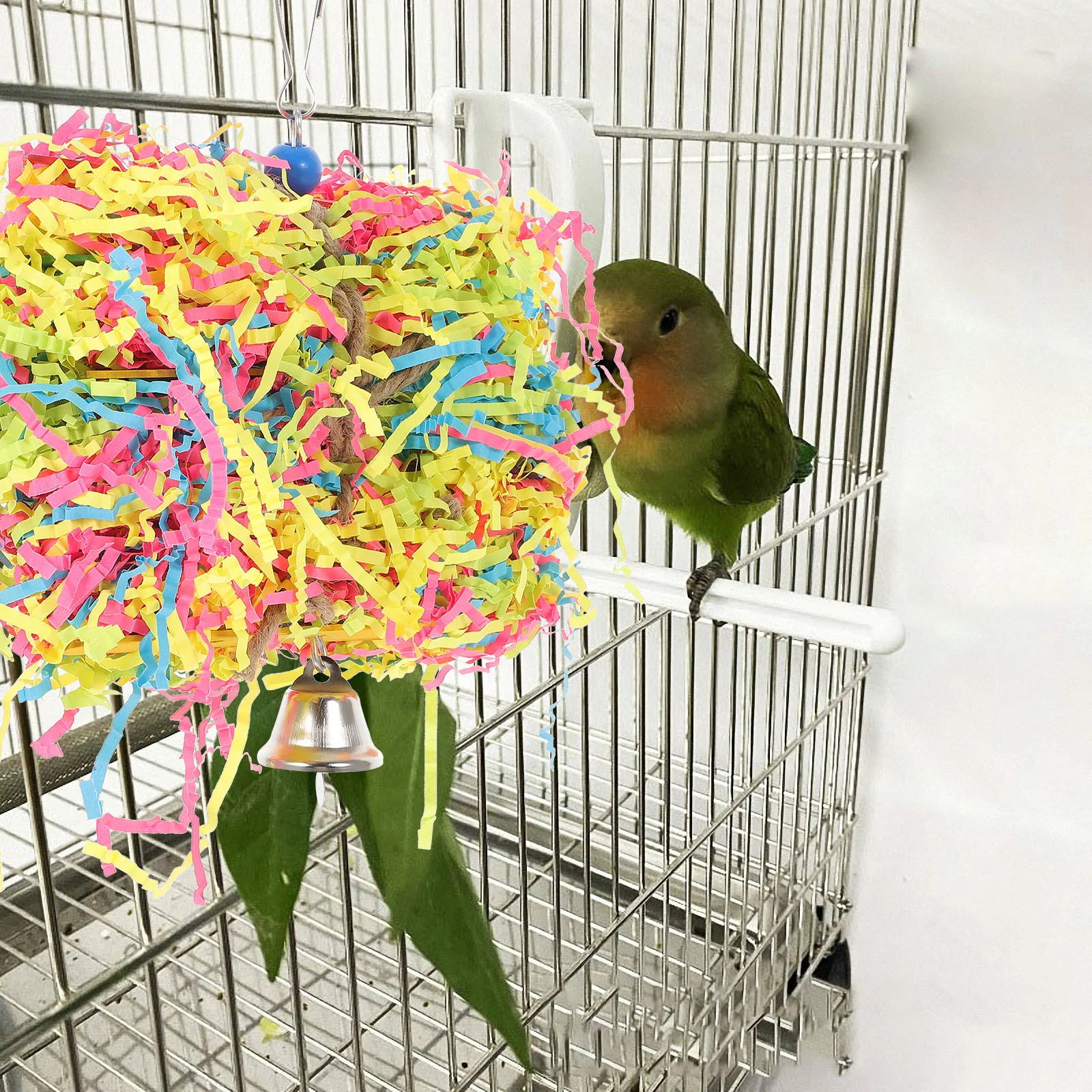 Parrot Toy Bird Toy Bird Cage Accessories Parrot Chewing Toy Parakeet Paper Budgie Cage Accessories Cockatiel Interesting Hanging Pet Plaything Grass Ball