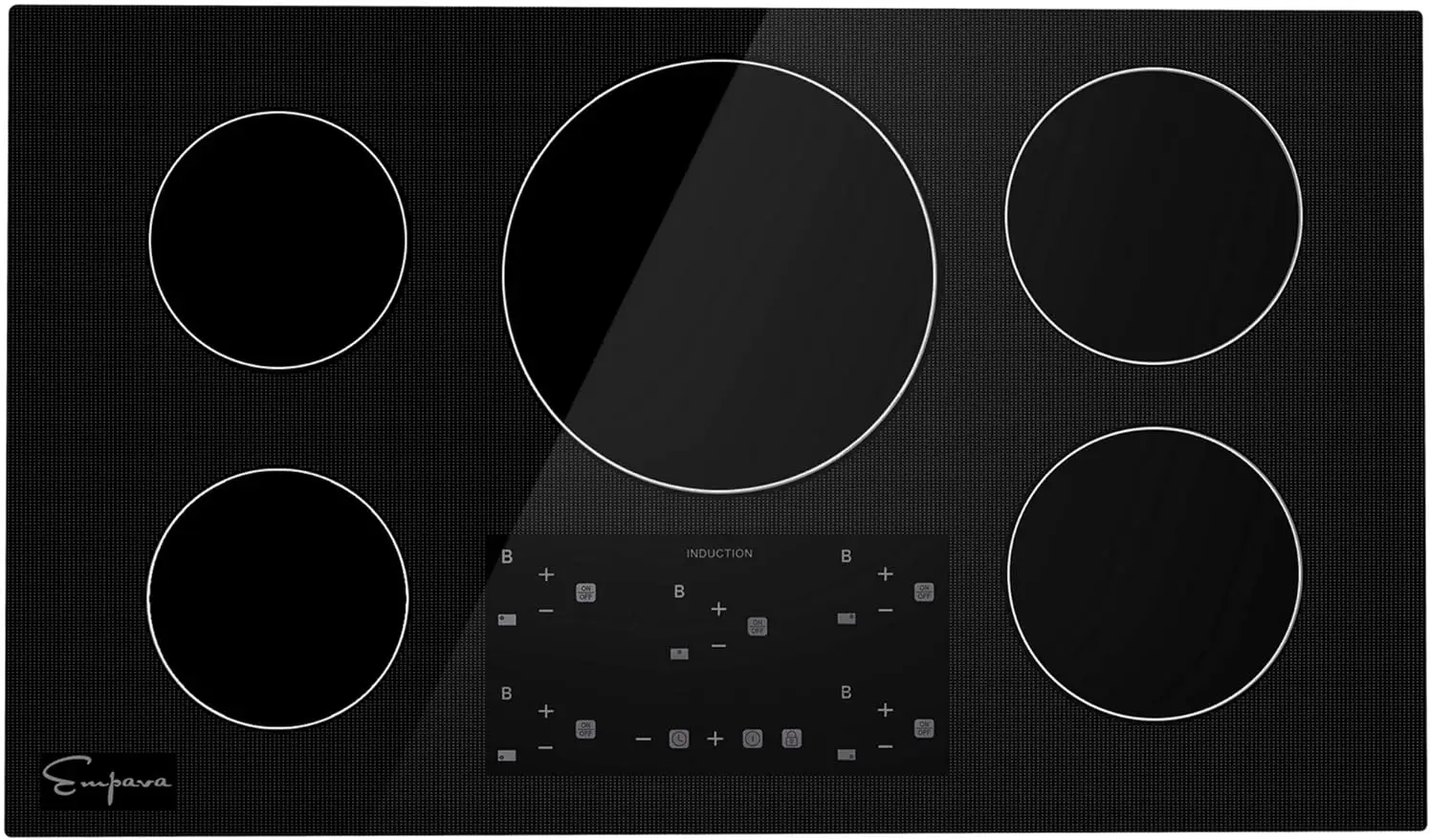 

Empava 36 Inch Electric Stove Induction Cooktop with 5 Power Boost Burners Smooth Surface Vitro Ceramic Glass in Black 240V