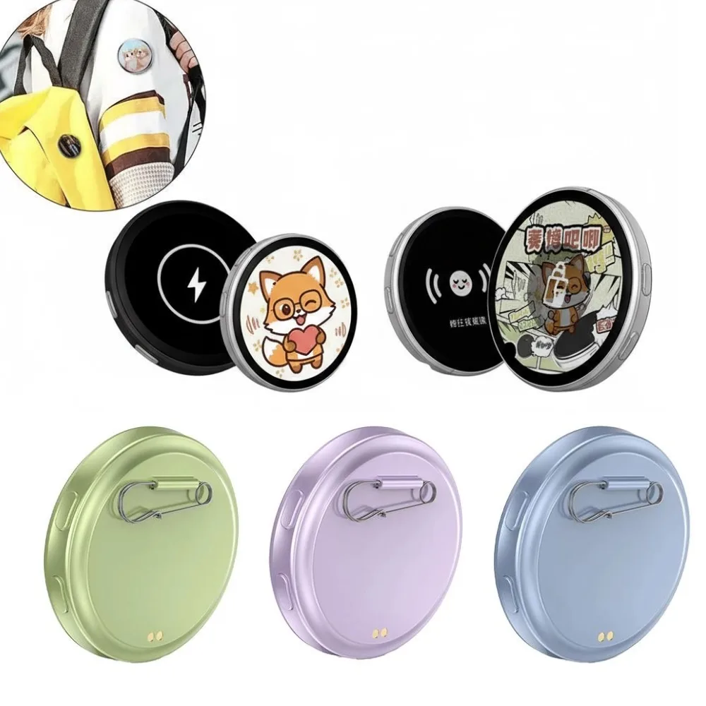 E-Badge HD 다이나믹 디스플레이 스마트 핀, E-Badge 블루투스 애니메이션 디지털 핀, 사진 및 애니메이션을 위한 앱 제어 기능 포함