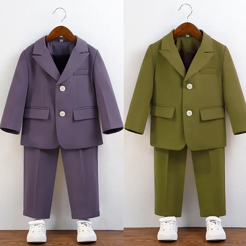 

Casual Coat Pants 2Pcs Children's Suit New Spring Small Kids First Birthday Wedding Flower Boy Activity Performance Costume Set