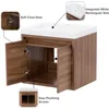 24 Inch Modern Floating Bathroom Vanity with White Single Sink Top, 2-Door Cabinet, Caramel Mist  24.5" W x 18.75" D x 22.25" H 6