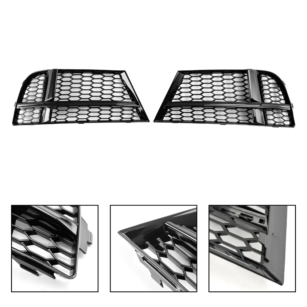 2X Car Front Bumper Fog Light Grille Grill For AUDI A3 8V S-LINE SEDAN SPORTBACK CONVERTIBLE 17-19 Honeycomb Mesh Fog Lamp Cover