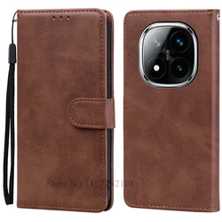 Luxury Wallet Leather Flip Cover Case for Note 14 Pro (4G 5G) (Brown)
