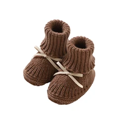Cozy Knitted Infant Booties with Butterfly Knot and Matching Accessories - 3-6M (82W1566-4)