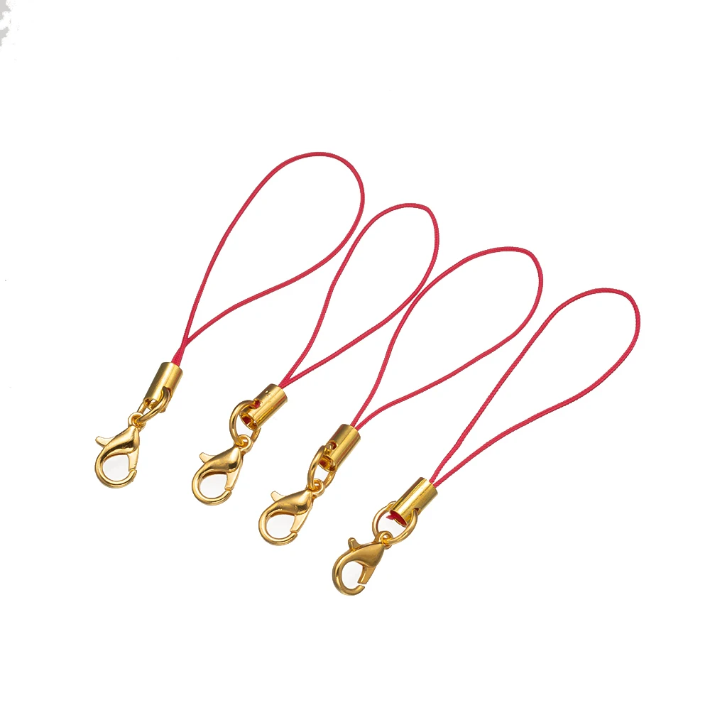 Vibrant Gold/Rhodium Charm Cord with Lobster Clasp for DIY Jewelry and Accessories Crafting - 50pcs