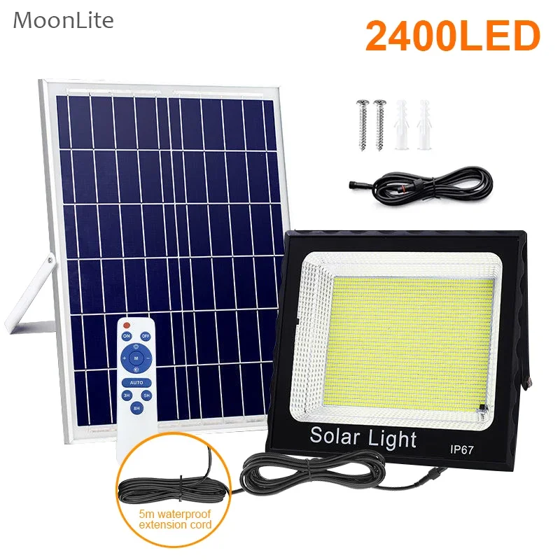 

2400LED Solar Light Outdoor Remote Control Waterproof For Garden Street Landscape Spotlight Wall Solar Powered Flood Lamp