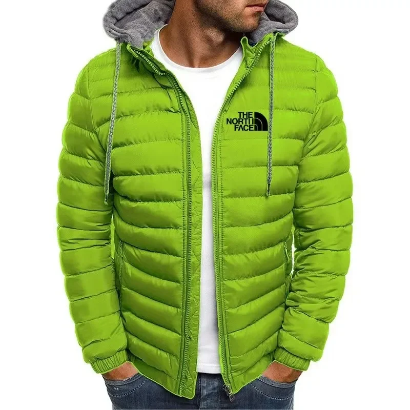 Winter Jacket Casual Jacket Cotton Jacket Men's Warm Parker Coat Jacket Casual Solid Color Stand Collar Windproof Cotton Down