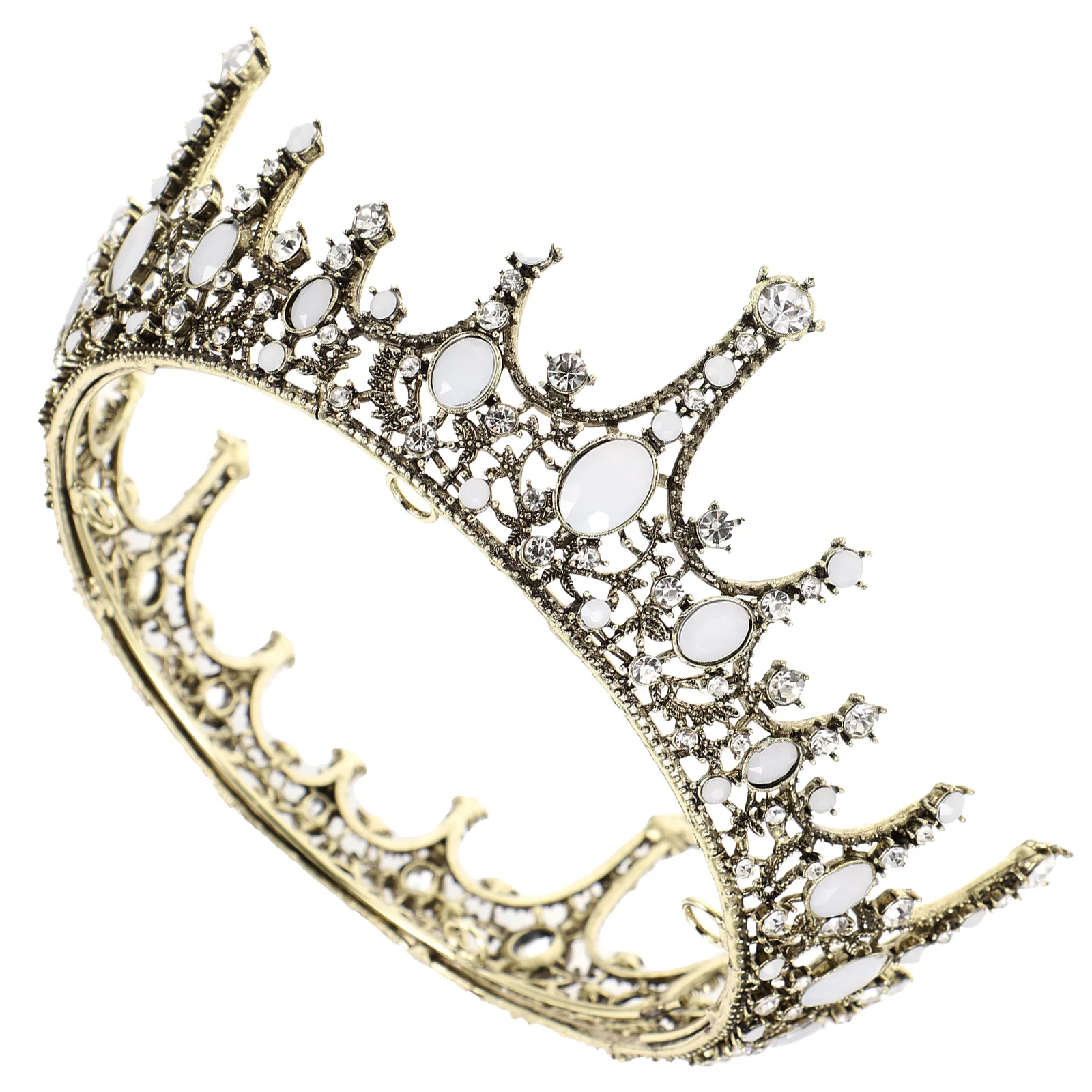 

European Style Bridal Tiara Retro Baroque Crown Headwear Hair Accessory for Wedding Birthday Party Banquet ( Brass)