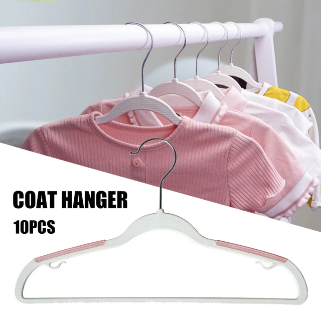 10pcs Clothes Hanger Plastic Lightweight Space Saving Laundry