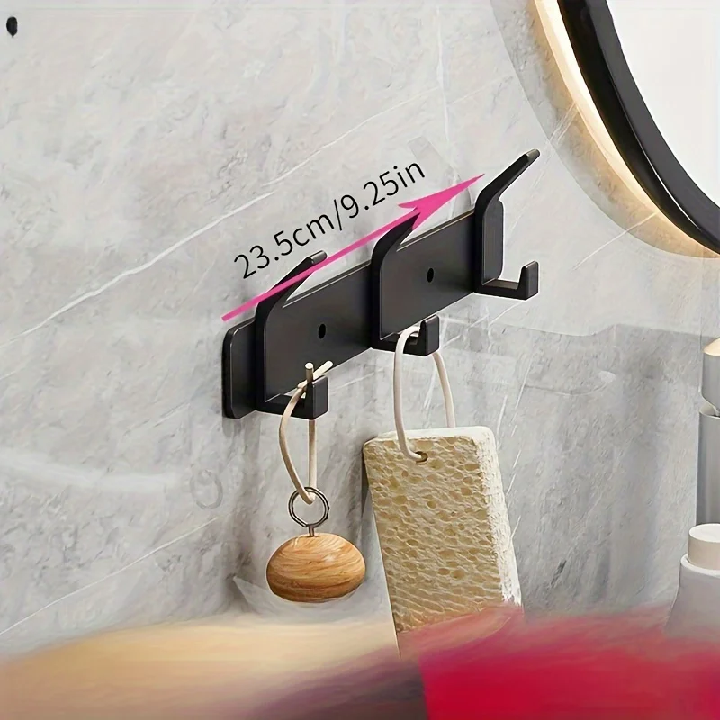 Double Layer Heavy-Duty Hanger, Suitable For Clothes, Hats, Umbrellas, And Keys-Black Metal Storage Rack With Multiple Hooks