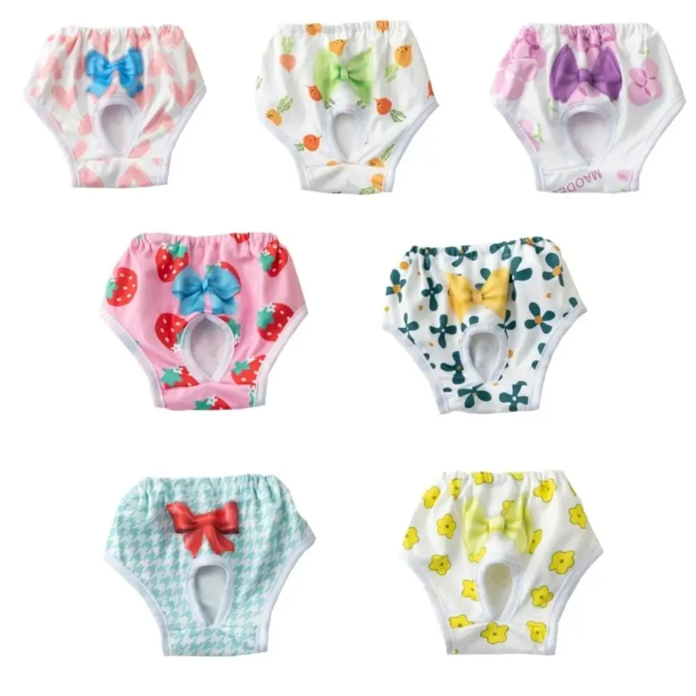 Washable Dog Physiological Pants Cartoon Print Leakproof Breathable Cute Pet Diaper Portable Supplies