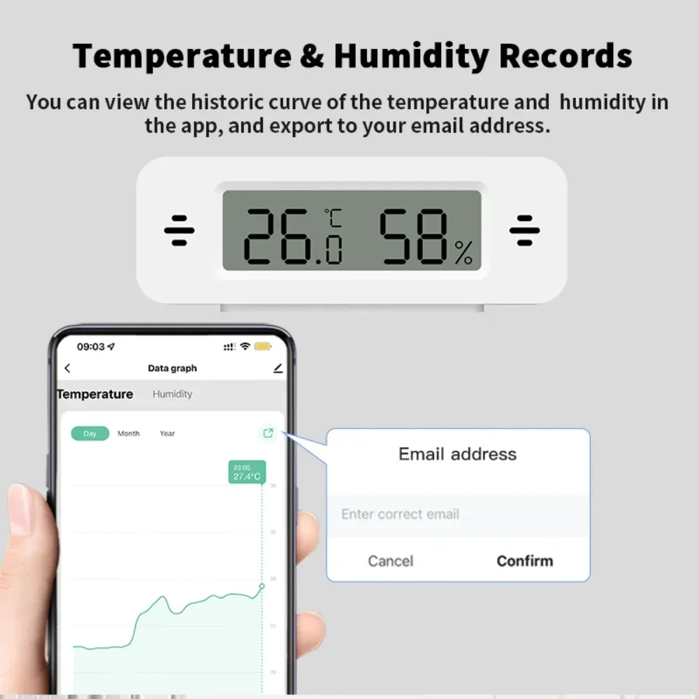 Smart Temperature Humidity Sensor Tuya WiFi Mini Thermometer Hygrometer APP Remote Alarm Work with Google Home Yandex Alexa