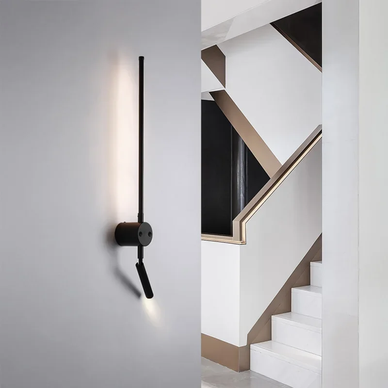 Modern Long LED Wall Lights Bedroom Decoration Indoor Living Room Fixture Black Wall Lamps Stair Hallway Background Sconces