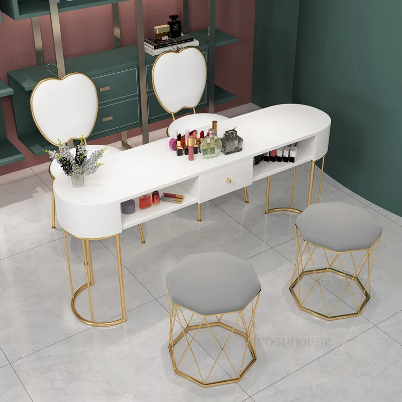 Nordic Nail Tables Modern Minimalist Single and Double Manicure Tables Designer Manicure Table Chair Set Professional Nail Table