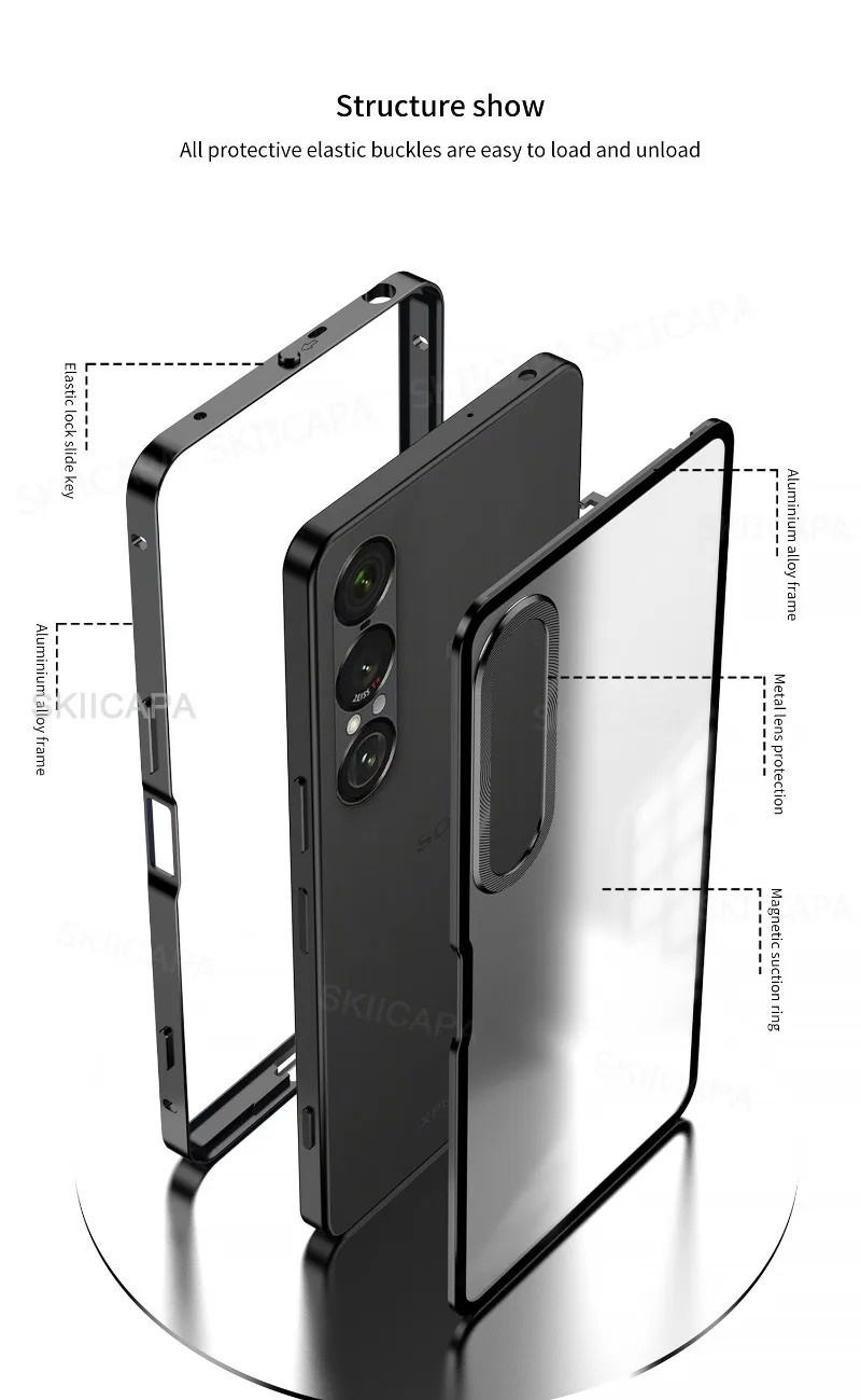 Shockproof Metal Phone Case with Aluminium Alloy Frame and Hard Matte Bumper Cover
