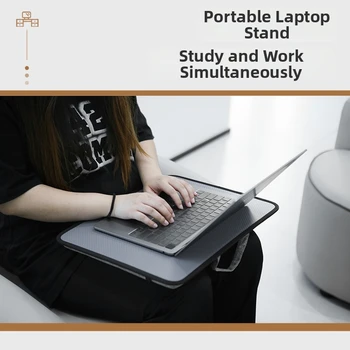 Scrivania portatile per computer, scrivania per laptop, supporto per iPad, supporto regolabile in altezza, cuscino ergonomico, borsa porta computer