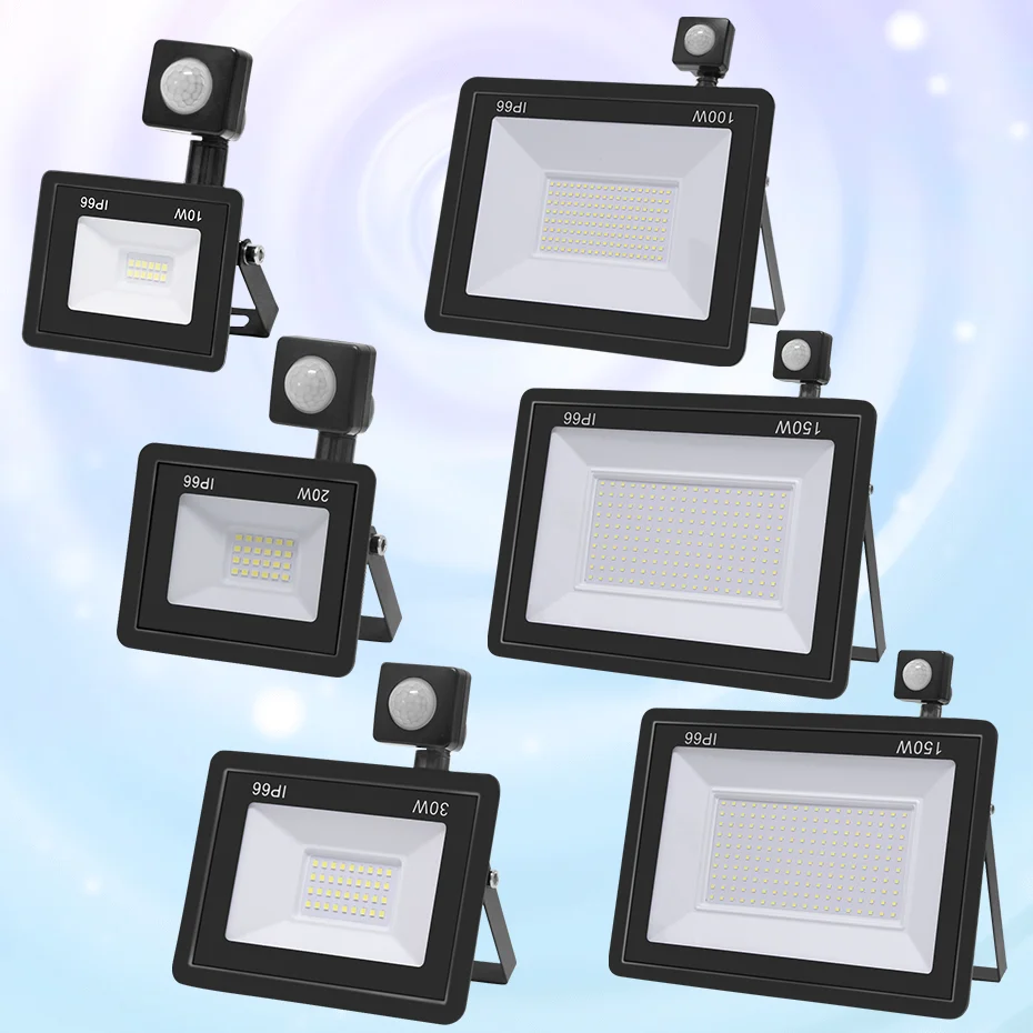 PIR Motion Sensor LED Flood Light 10W 20W 30W 50W 100W 220V Floodlight Reflector Lamp Waterproof IP66 Outdoor Led Spot Light