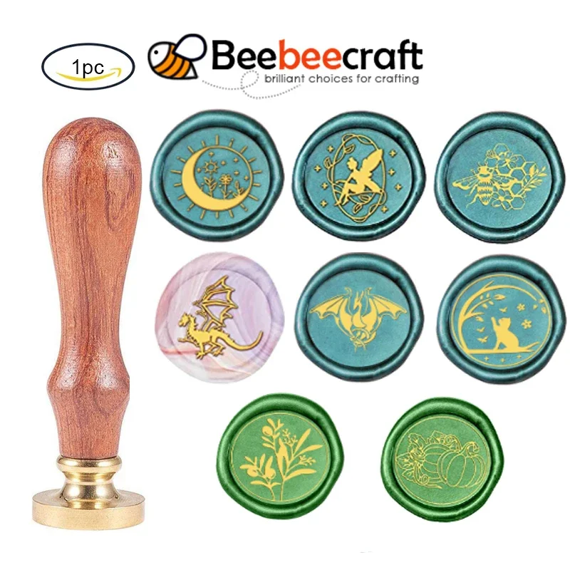 

1PC 25mm Flower and Grass Pattern Wax Seal Stamp Removable Brass Wood Handle Seal for Making Envelopes Wedding Invitations