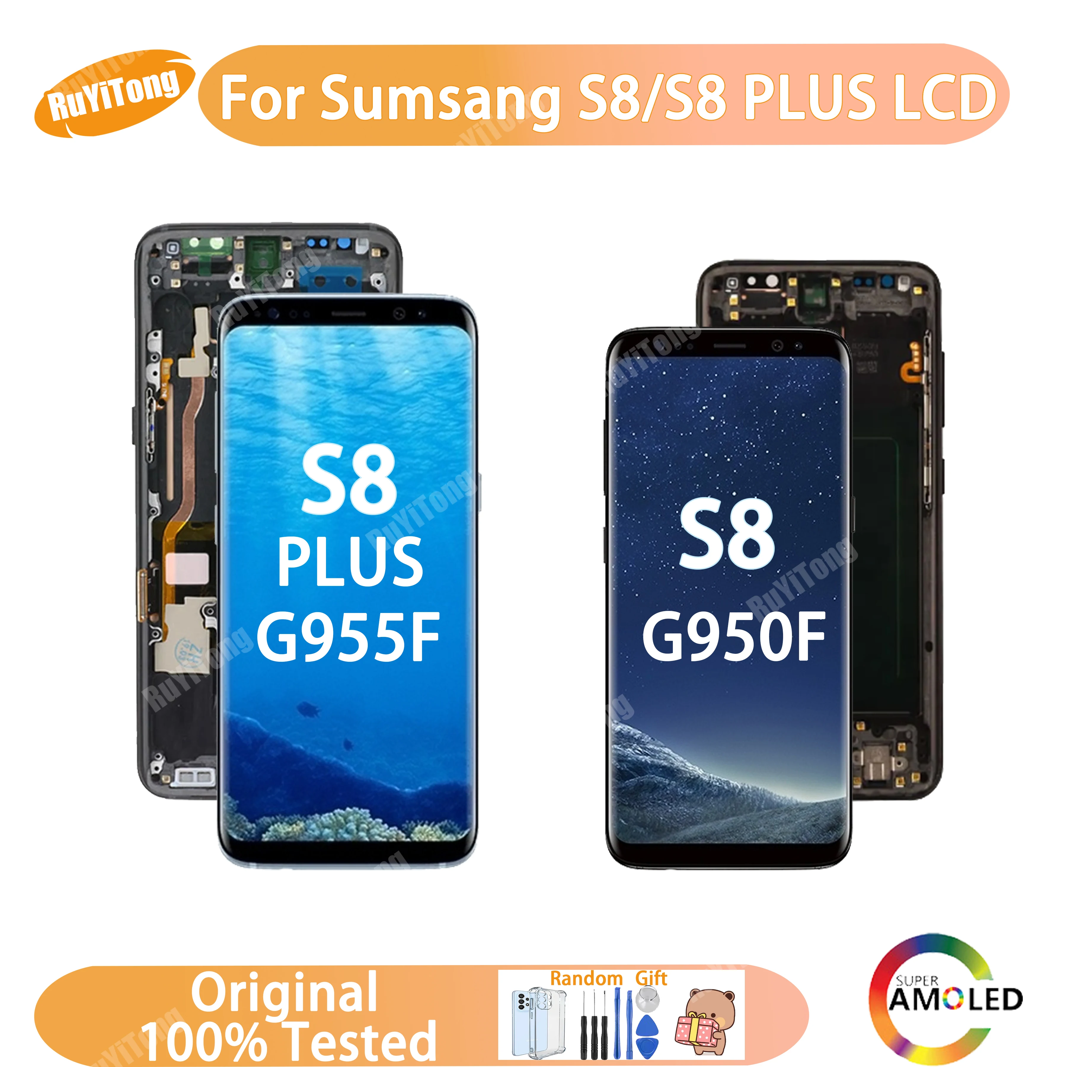 

100% Tested S8 LCD With Frame For Samsung Galaxy S8 G950 G950F LCD Display S8 Plus G955FD G955F G955 Touch Screen Digitizer