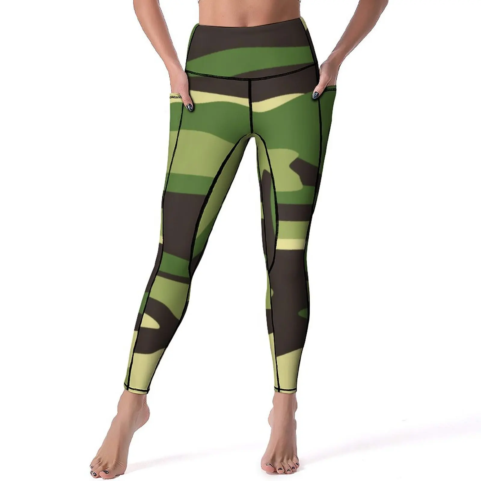 

Army Camo Print Yoga Pants Forest Multicam Work Out Leggings High Waist Stretchy Sport Pants Elegant Graphic Yoga Legging Gift