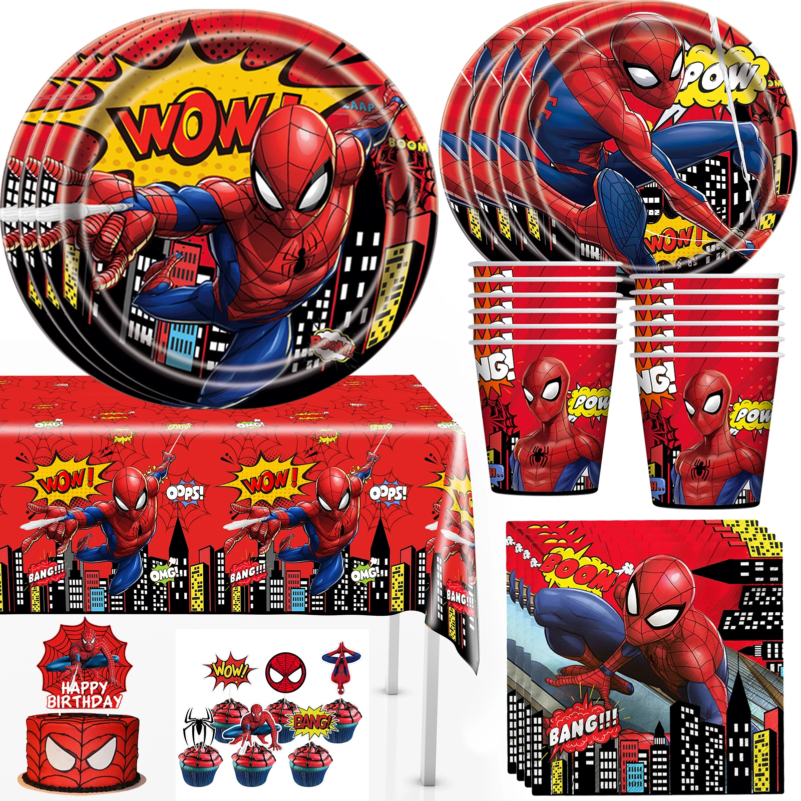 

Spiderman Birthday Party Decoration Superhero Disposable Tableware Cup Plate Napkin Tablecloth Balloon for Kids Boy Baby Shower