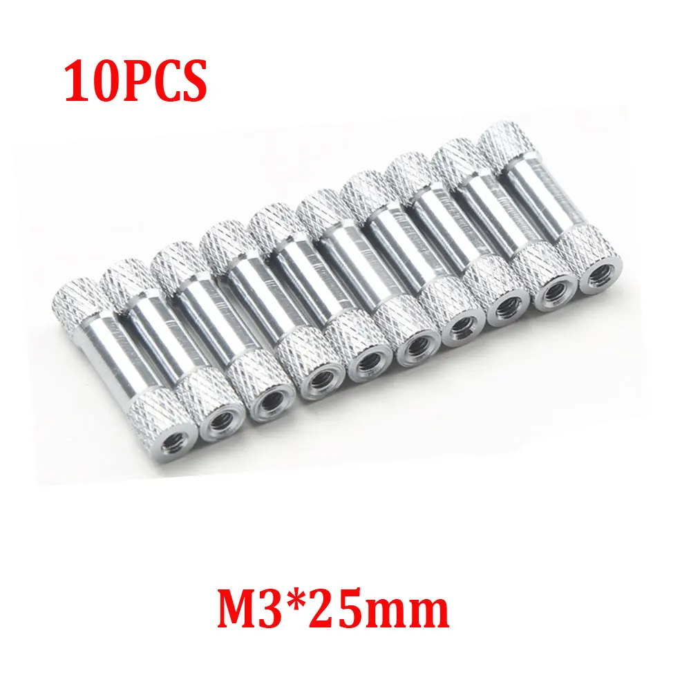 10-Pack Silver Aluminum Round Standoff Spacer Rods - M3 Sizes