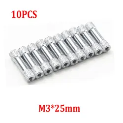 10 - Pack Silver Aluminum Round Standoff Spacer Rods - M3 Sizes (10PCS M3 25mm)