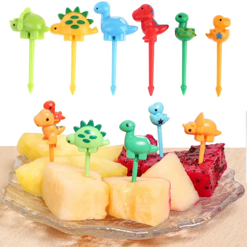 6pcs Children's Fruit Fork Disposable Bento Stick Set, Anime Japanese Fruit Stick, Giraffe Animal Fork Set Forks