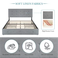 HOOMIC Platform Storage Bed Frame with 4 Drawers, Adjustable Headboard with Square Stitched Button Tufted Design Allewie 2