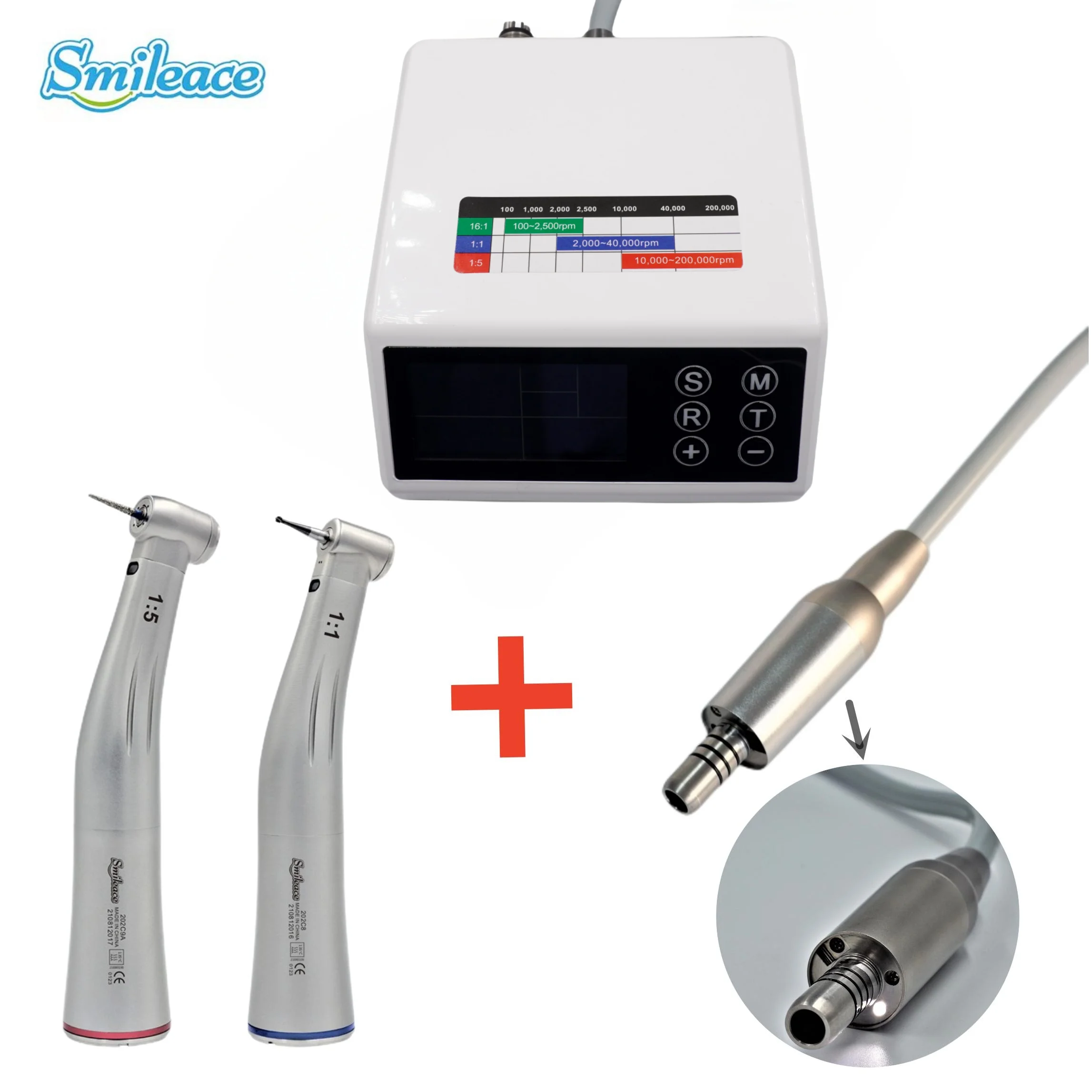 

Dental LED Brushless MotorPortable Electric Micro Motor with 1:5 1:1 Contra Angle Low Speed Handpiece for Dentist Laboratory