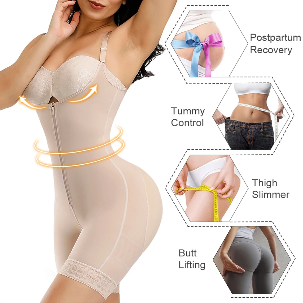 Fajas Colombianas Detachable Straps Full Body Shaper Tummy Slimming Postpartum Stage 3 Girdle Push Up Butt Lifter Shapewear 4