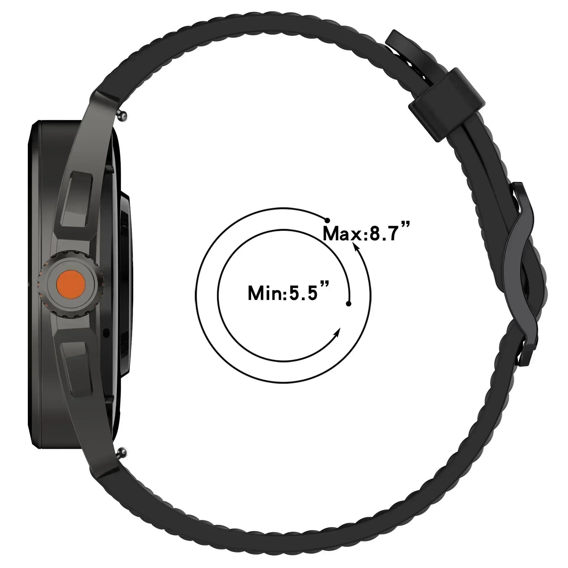 Silicone Adventure Sport Watch Strap, 20-22mm