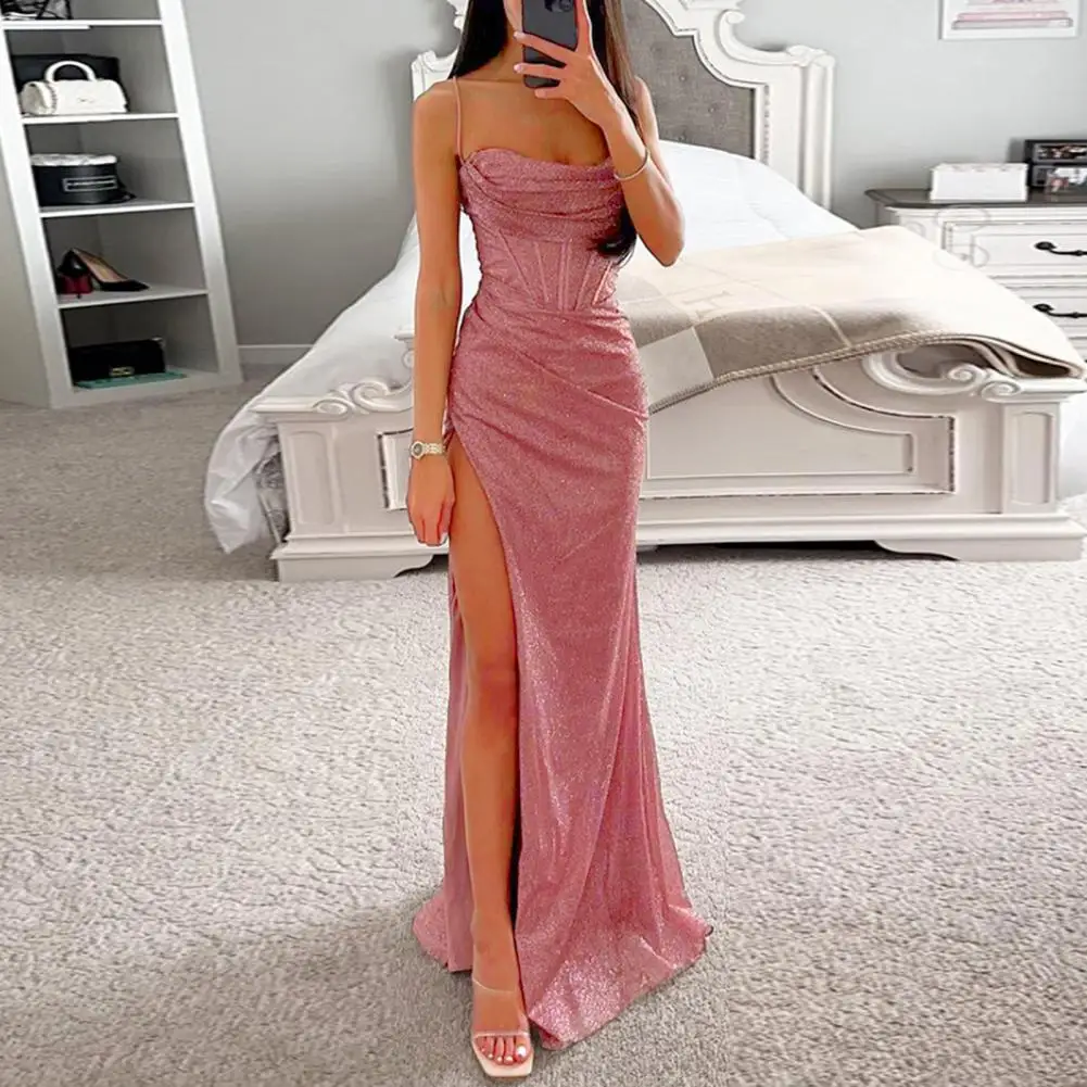 Robe De Soirée A.BRAND Satin Or Taille S – Bretelles Spaghetti, été