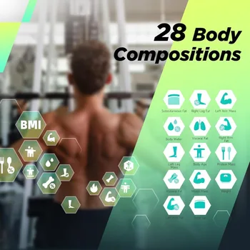 Digital Bathroom Scale for Body Weight, Body Fat, BMI 28 Measurements, Innovative 8-Electrode Smart 5