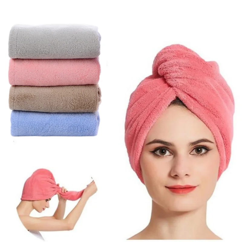 Women Hair Drying Hat Quick-dry Microfiber Hair Solid Towel Cap Super Absorption Turban Dry Cap Towel Hat Bath microfiber towels quick drying towel curly hair drying hat