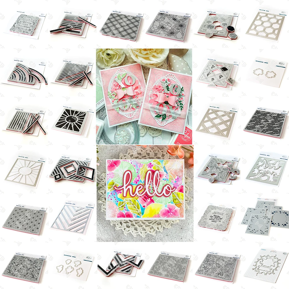 

Christmas Stripes Rainbow Diamond Chevron Abstract Cube Vines Diagonal Bars Tiles Lemon Frame Folk Hexagon Dies Stamps Stencils