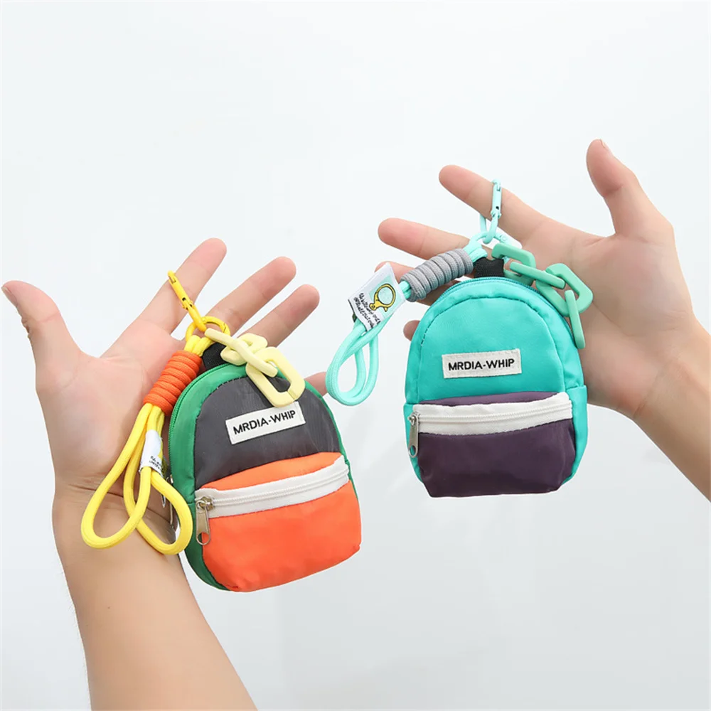 Kawaii Macaron Color Mini Coin Purse Backpack Pendant Anti Loss Key Chain Wallet Multifunctional Earphone Bag Portable