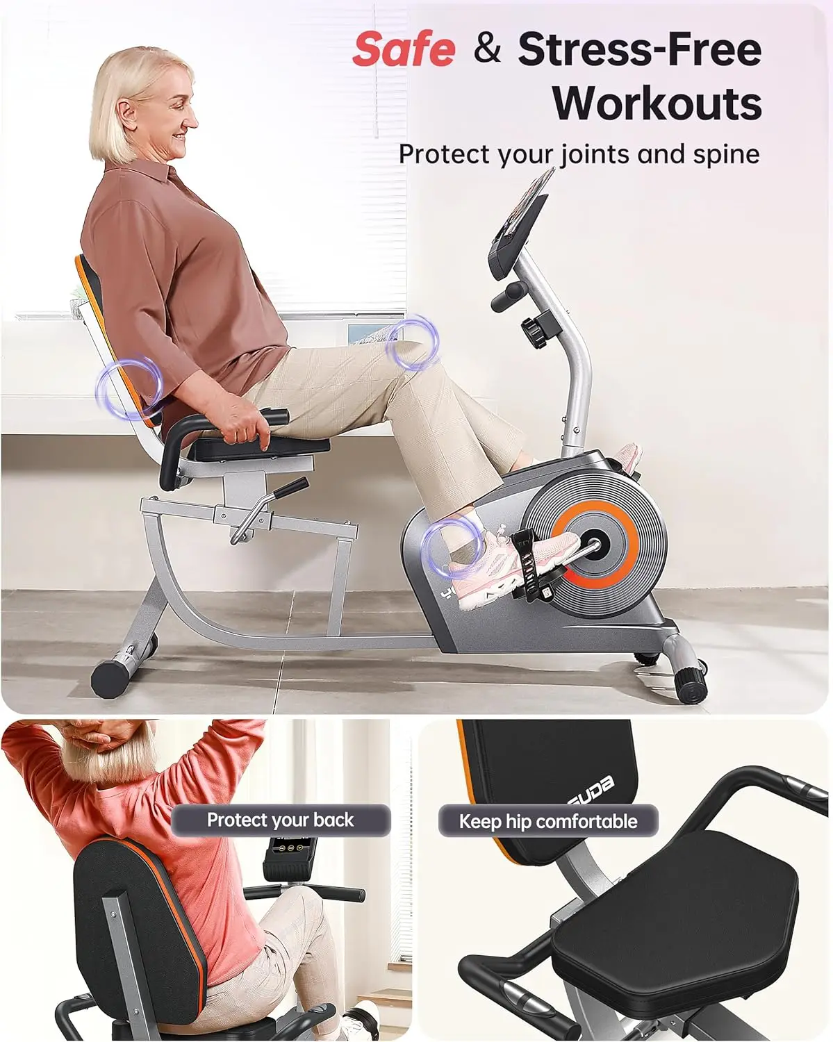 Exercise Bike for Adults Seniors with Quick Adjust Seat, Capacity & 16-level Resistance