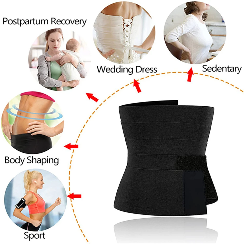 Wrap Waist Trainer Double Belt Faja Body Shaper Corset Shapewear Slimming  Sheath Woman Flat Tightens Belly Postpartum Sheath